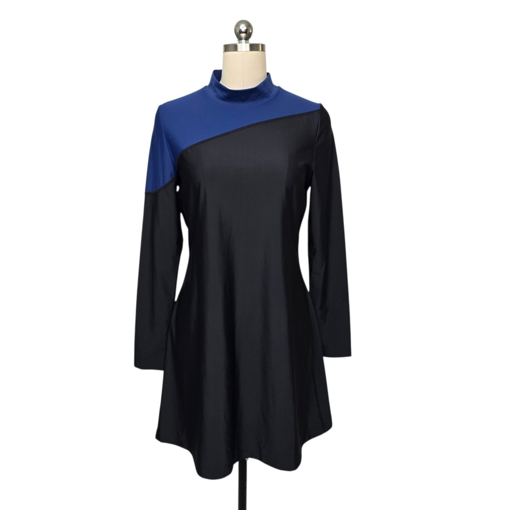 Summersalt Long Sleeve Swim Tunic Dress Deep Sea Black Colorblock Size Med NEW
